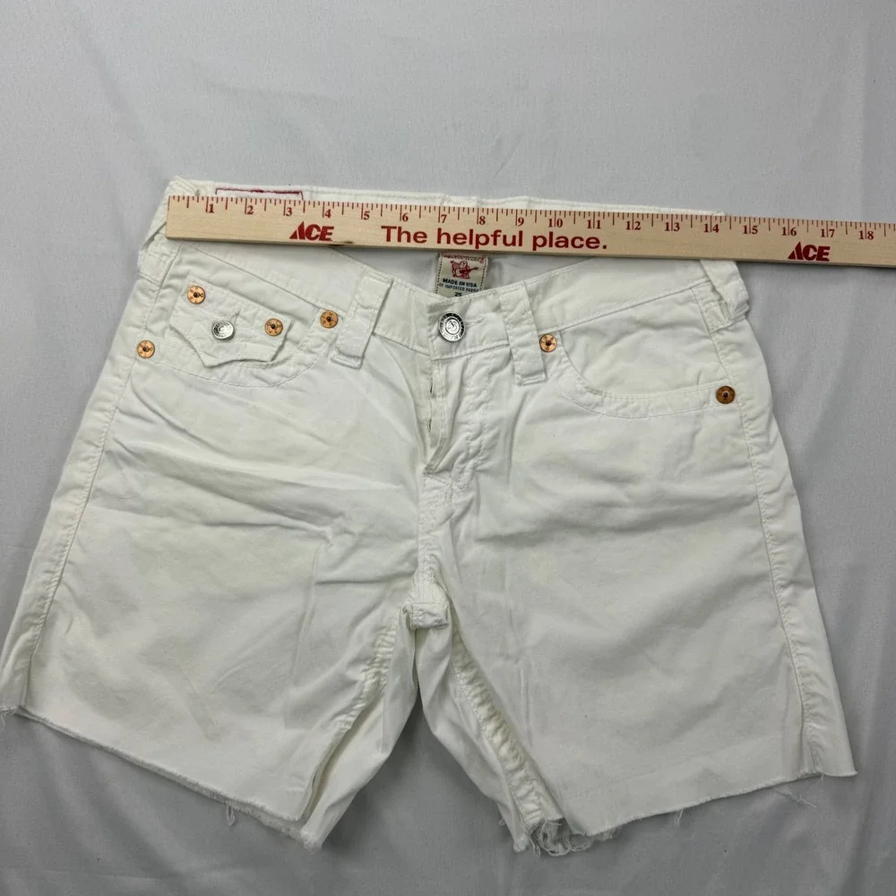 True Religion Jayde Shorts Women 25 White Cut Off Denim Frayed Hem Stretch